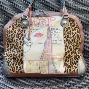 Brighton Cover Girl Bowler Fashionista Leopard Hair-on-Calf Leather Bag